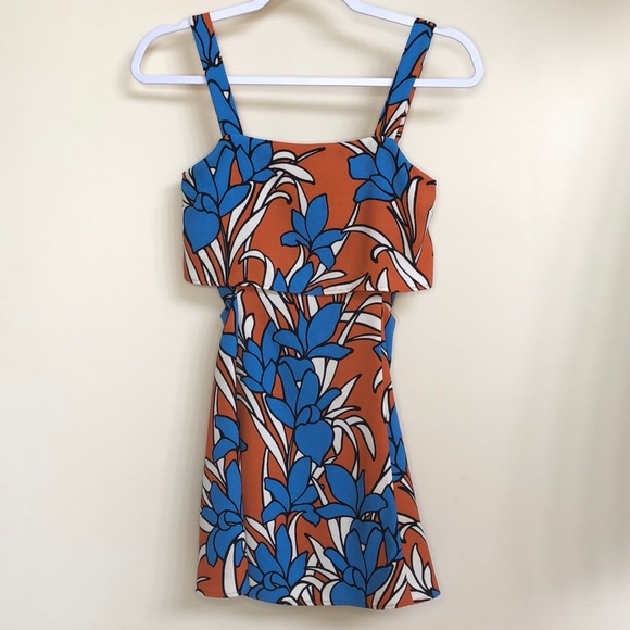 Topshop PETITE Dresses & Skirts - TopShop Petite Blue and Orange Floral Dress